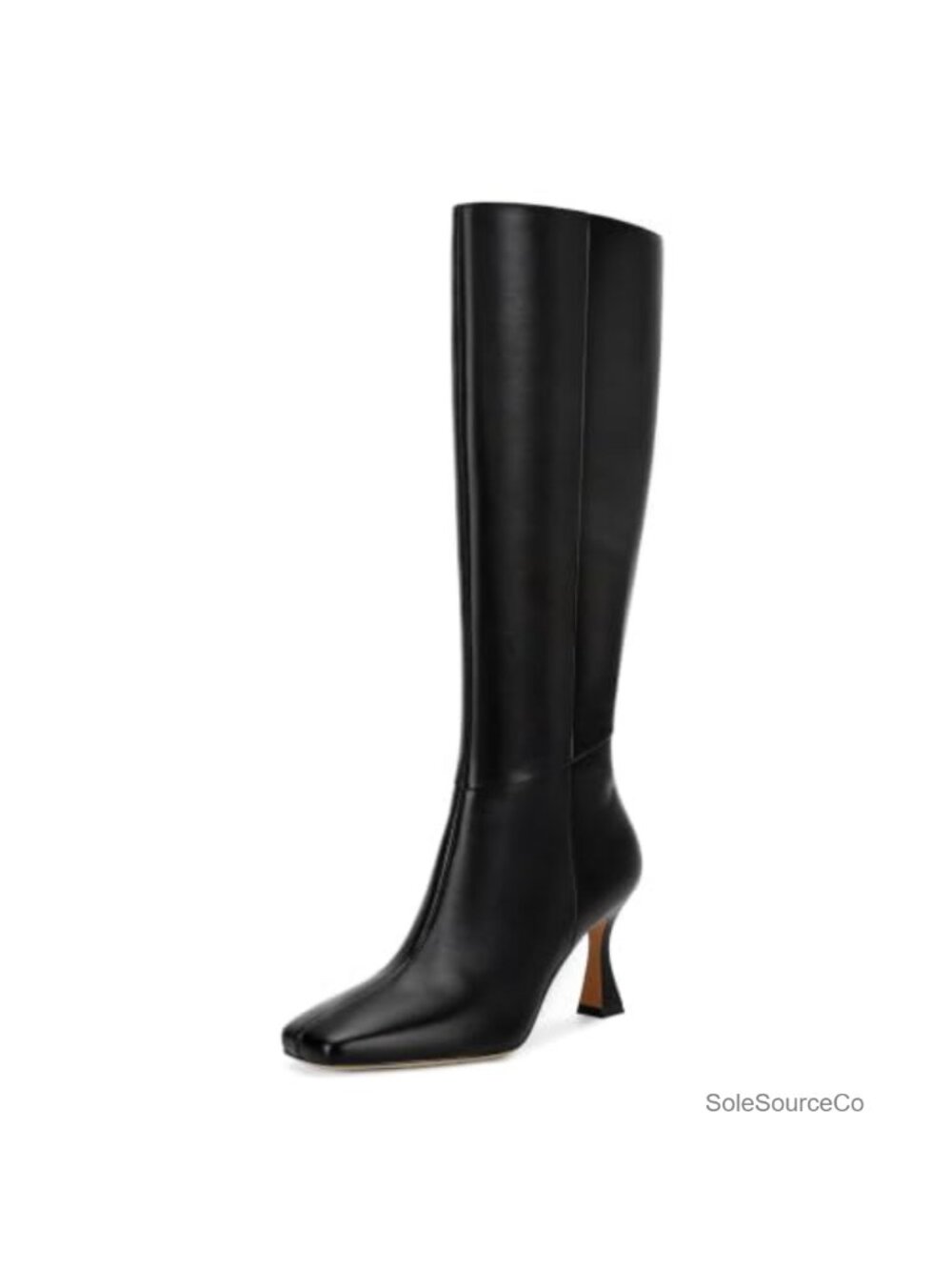 Knee High Boots for Women Faux Leather Kitten Heel Square Toe Dress Boots